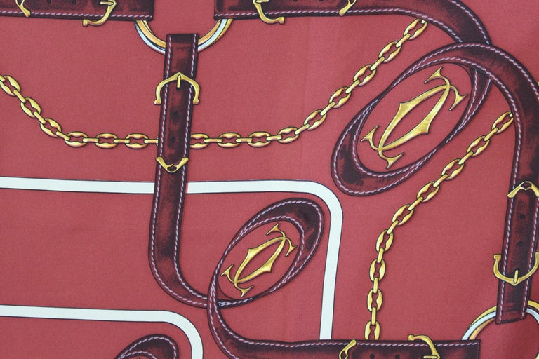 Cartier Burgundy Silk Chain Scarf 1980s at 1stDibs