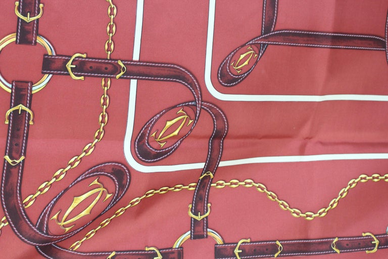 Cartier Burgundy Silk Chain Scarf 1980s at 1stDibs