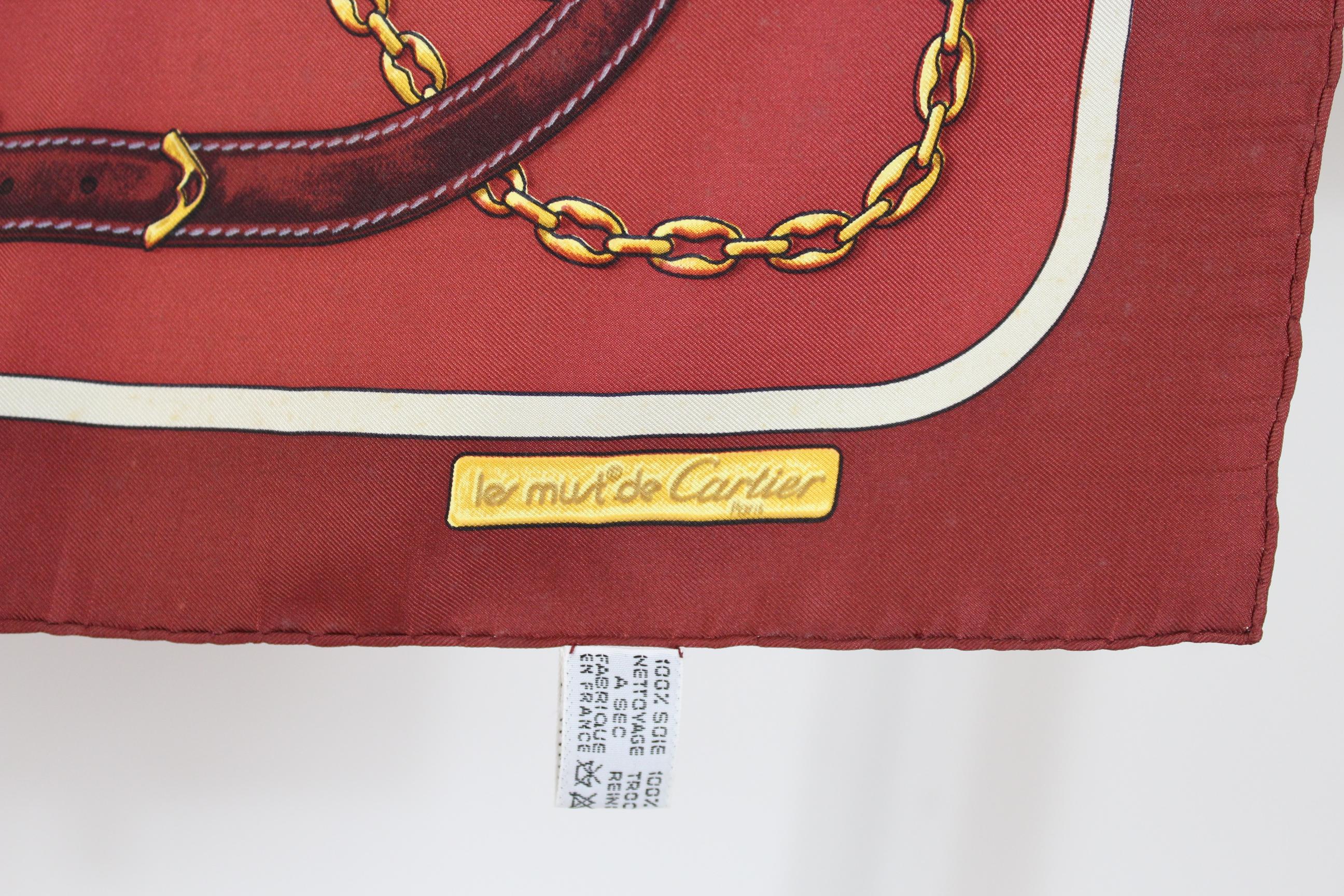 Cartier Burgundy Silk Chain Scarf 1980s In Excellent Condition In Brindisi, Bt