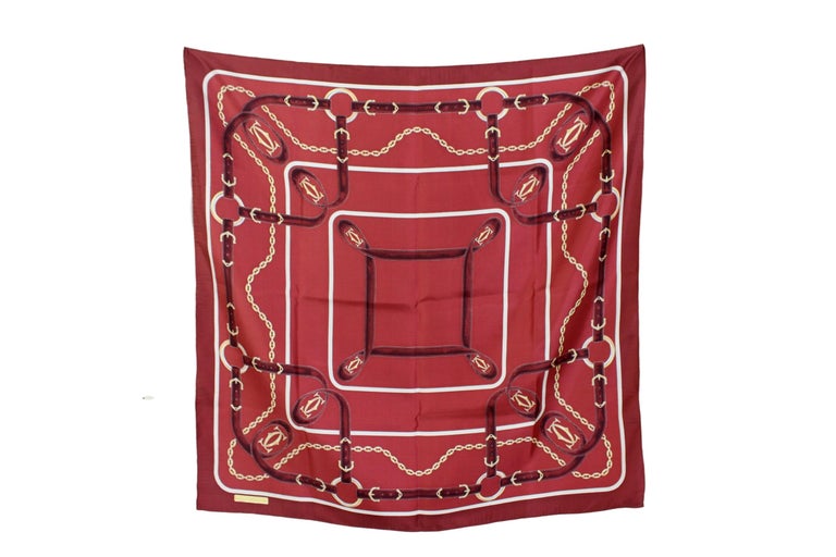 Cartier Burgundy Silk Chain Scarf 1980s at 1stDibs