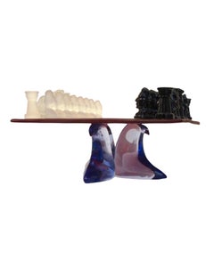 1980s Nason & Toso White and Black Murano Glass Chess Set