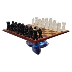 1980s Nason & Toso White and Black Murano Glass Chess Set