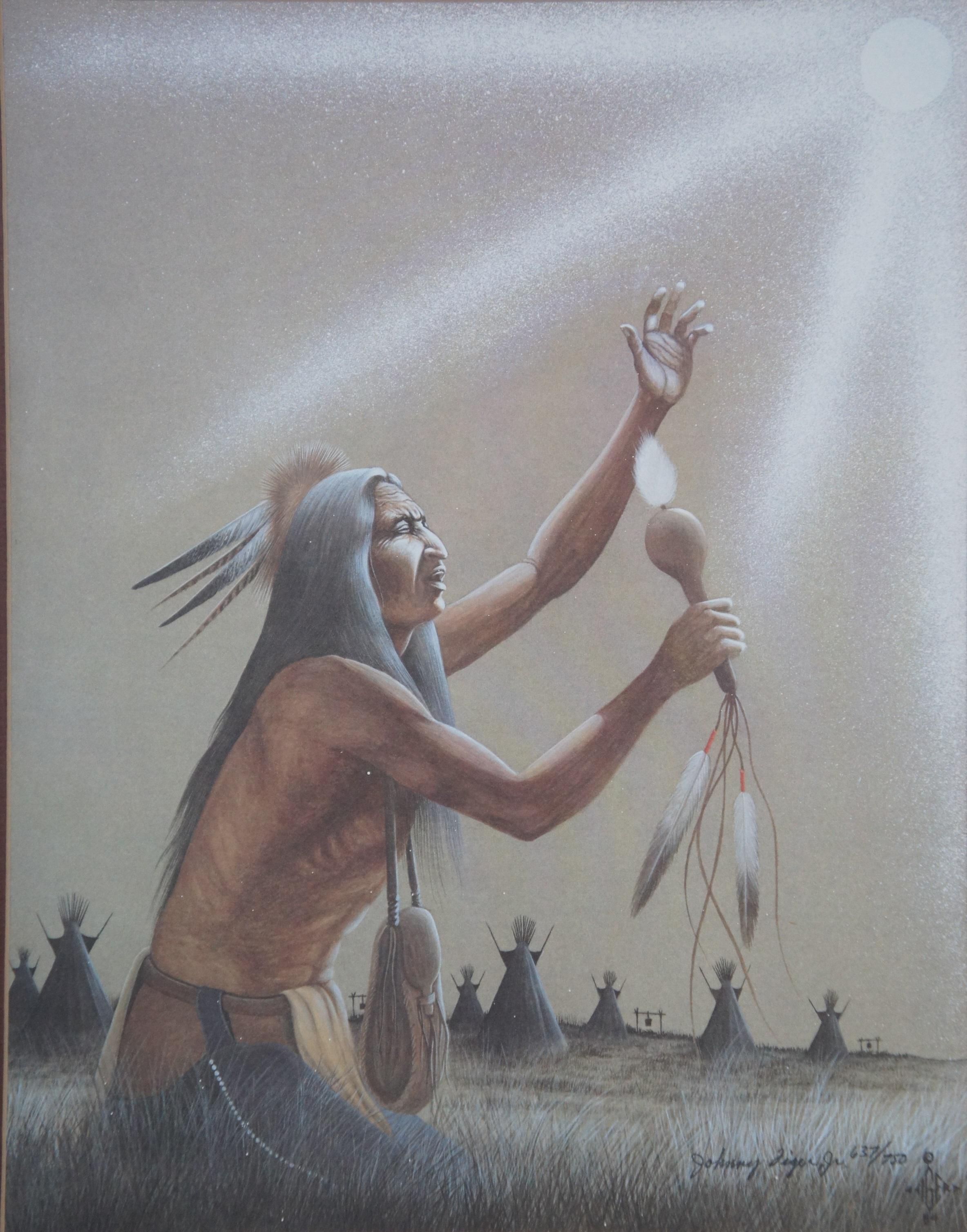 1980s Native American Johnny Tiger Jr Medicine Culture Indian Print 23
