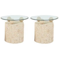 1980s Natural Mactan Stone End/Side Tables