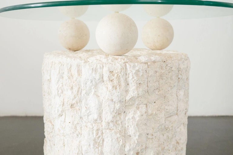 1980s Natural Mactan Stone End Side Tables With Glass Tops For Sale At 1stdibs