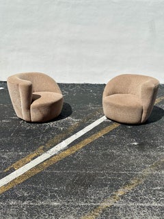 1980s Nautilus Weiman Sculptural Tweedy Style Swivel Chairs, Set of 2