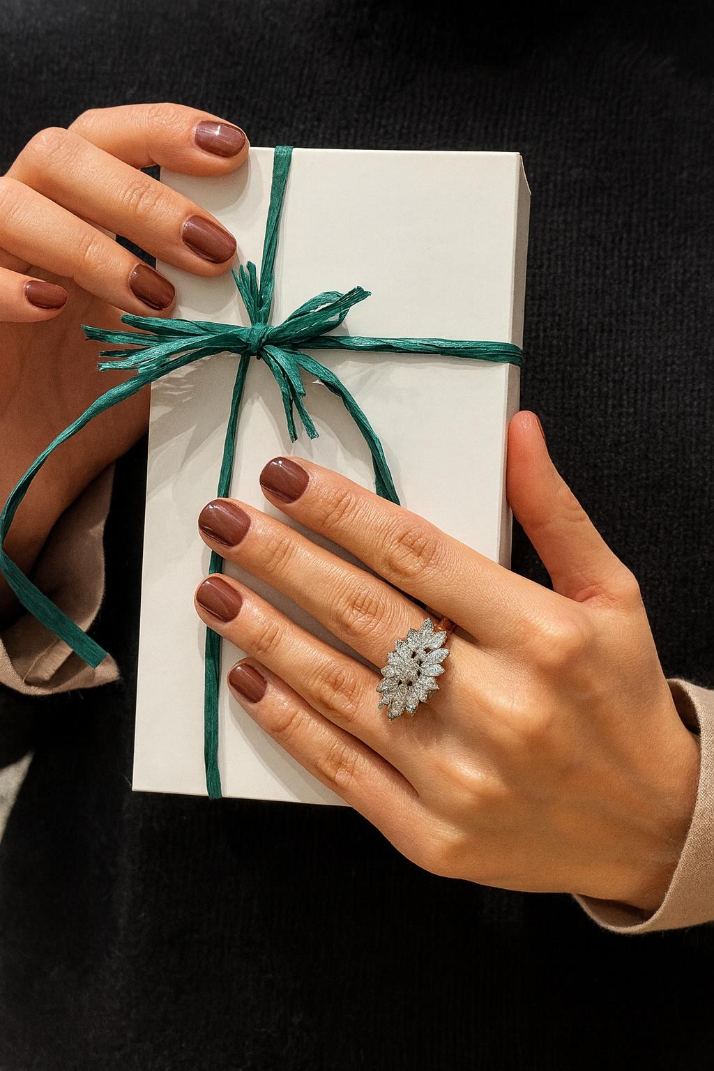 1980s Navette Diamond Yellow / White Gold Ring For Sale 6