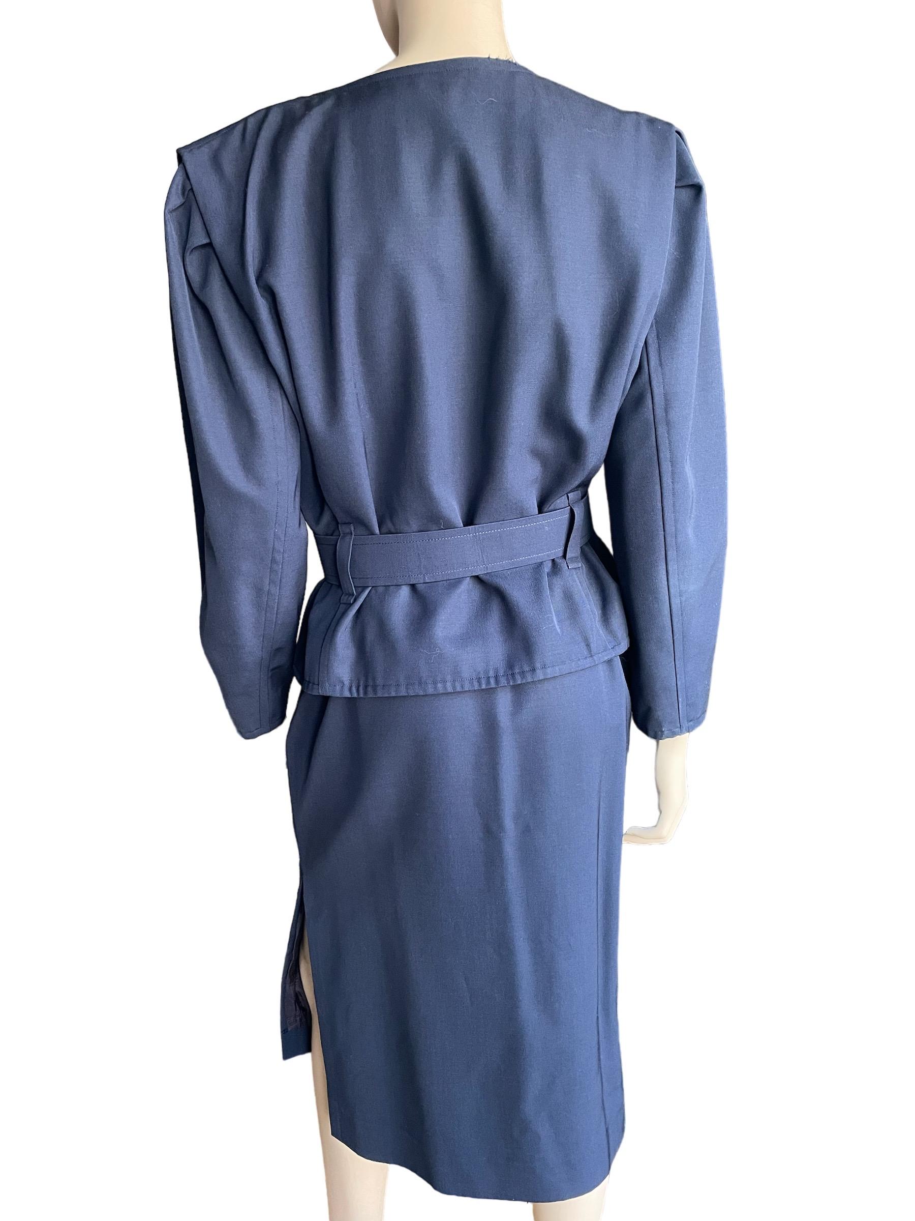 1980s Navy Courreges Skirt Suit Set  For Sale 1