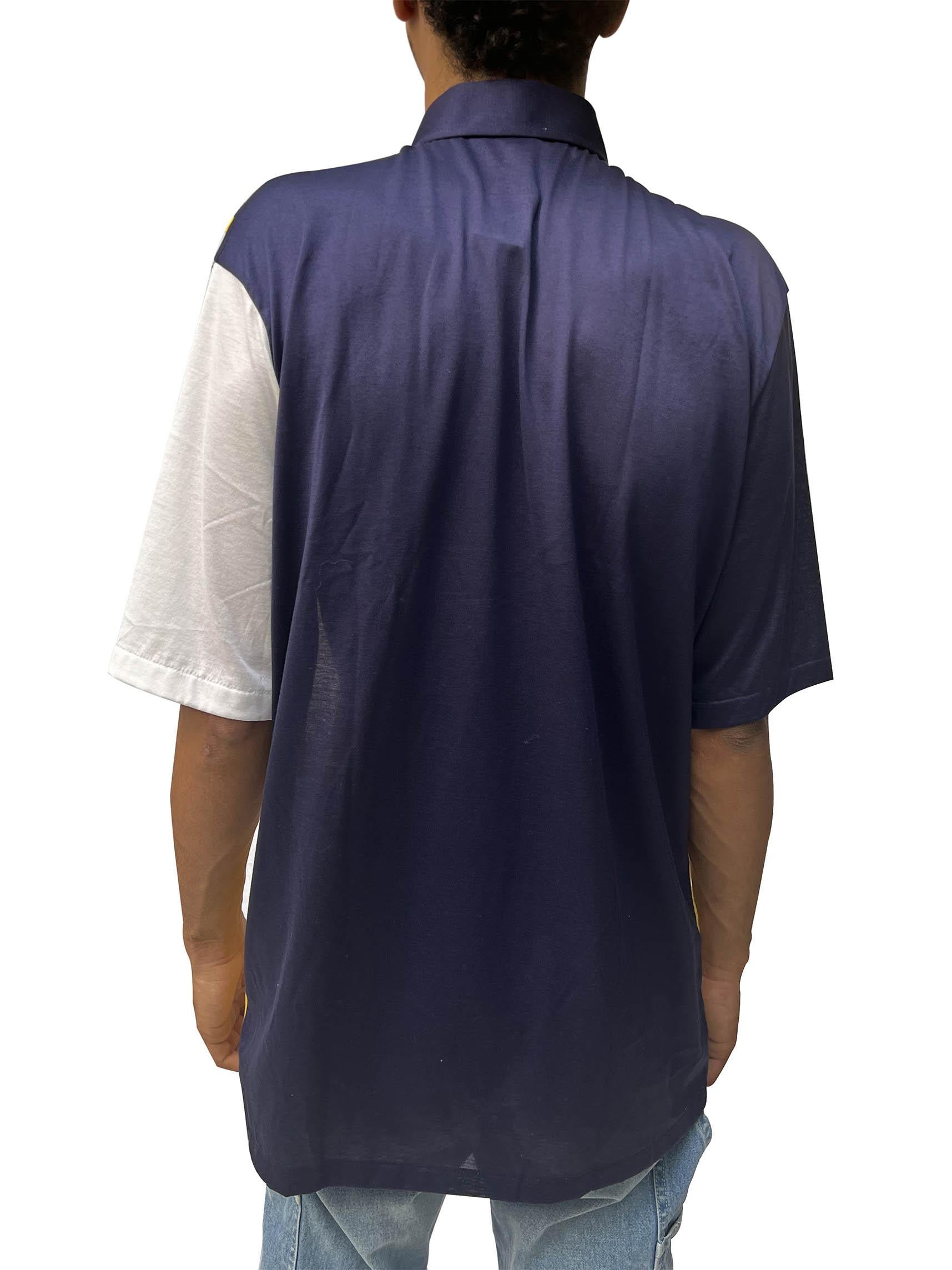 Herren-Poloshirt aus Schweizer Baumwolle in Marineblau & Gelb, 1980er Jahre im Angebot 4