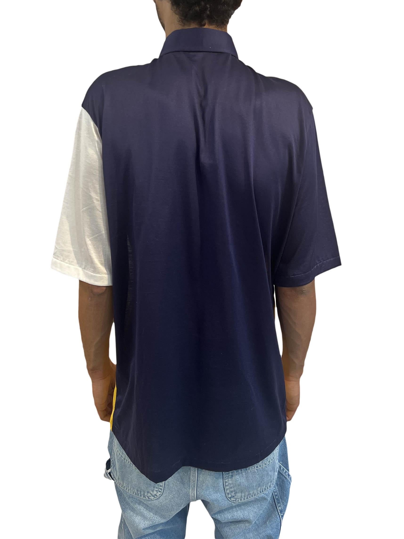 Herren-Poloshirt aus Schweizer Baumwolle in Marineblau & Gelb, 1980er Jahre im Angebot 6