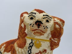 1980s Needlepoint Staffordshire Dog Pillow