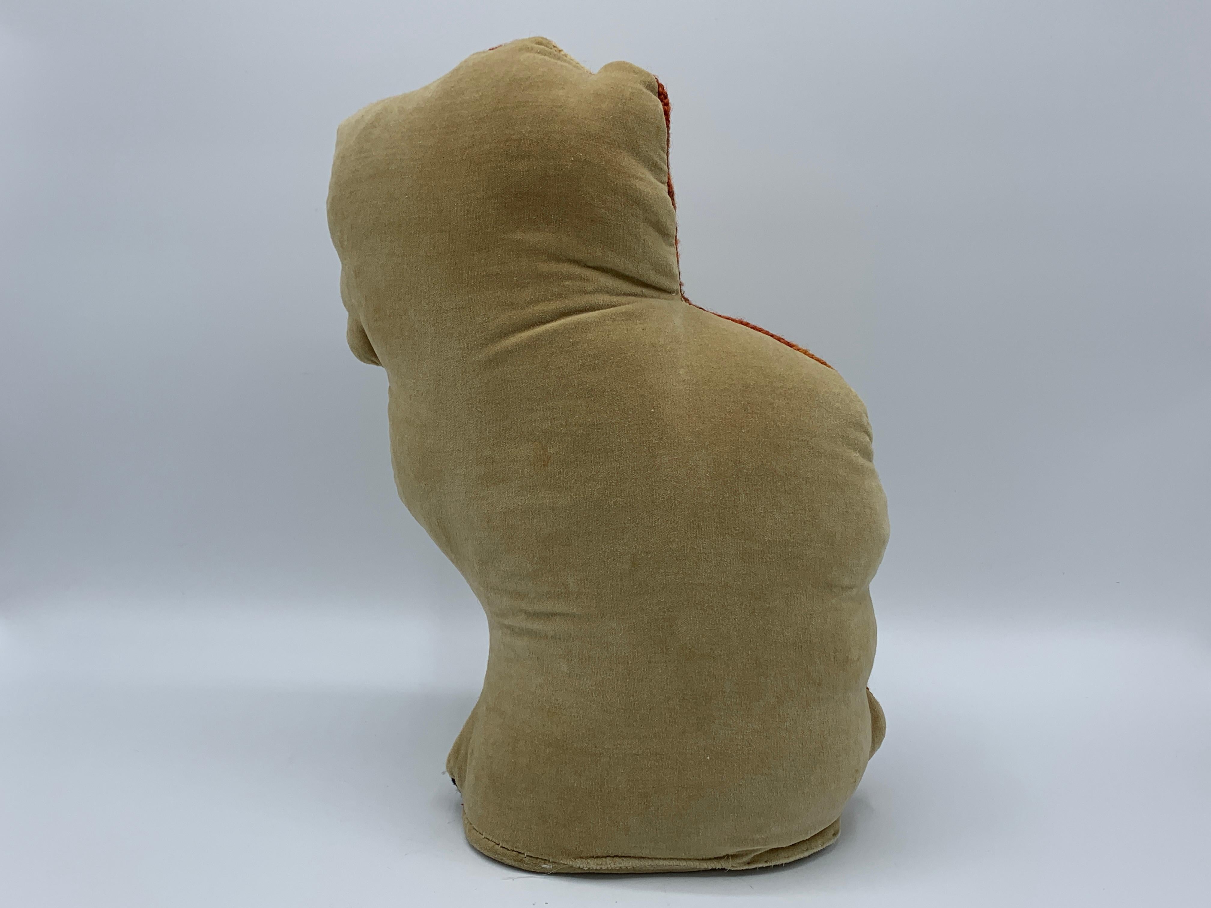 1980s Needlepoint Staffordshire Dog Pillow In Good Condition In Richmond, VA