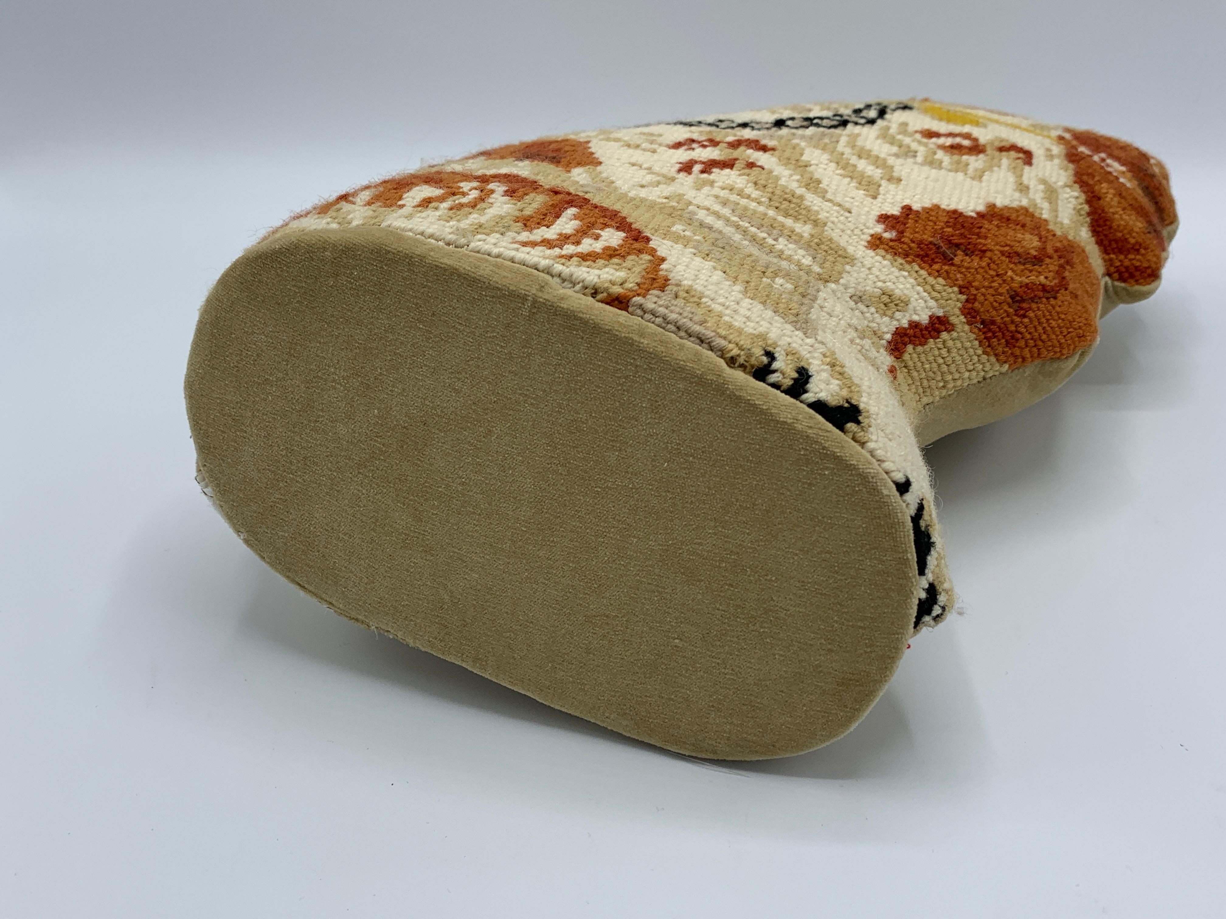 Wool 1980s Needlepoint Staffordshire Dog Pillow
