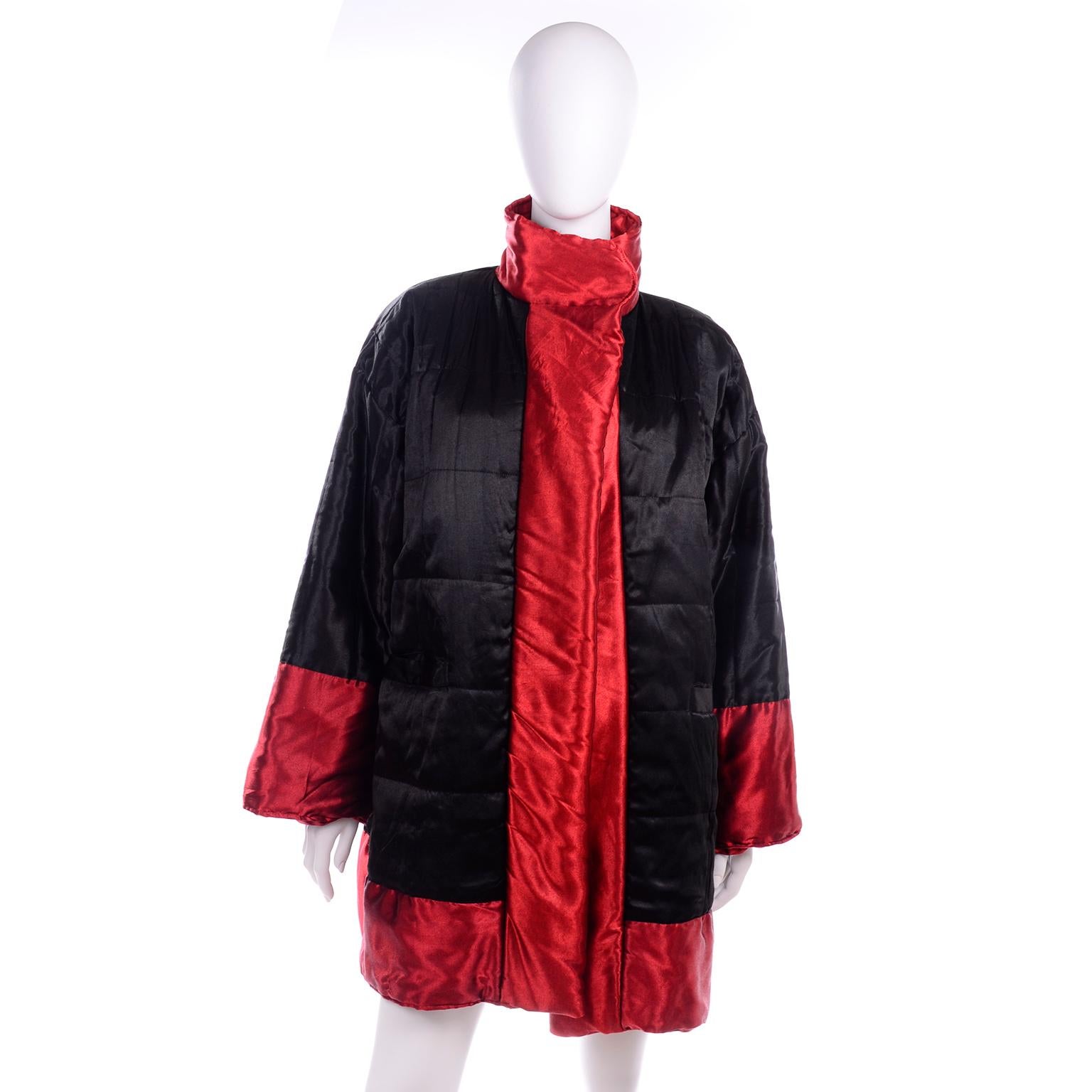 Women's 1980s Neiman Marcus Colorful Reversible Jacket Vintage Rainbow Satin Coat