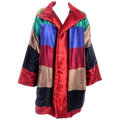 1980s Neiman Marcus Colorful Reversible Jacket Vintage Rainbow Satin Coat