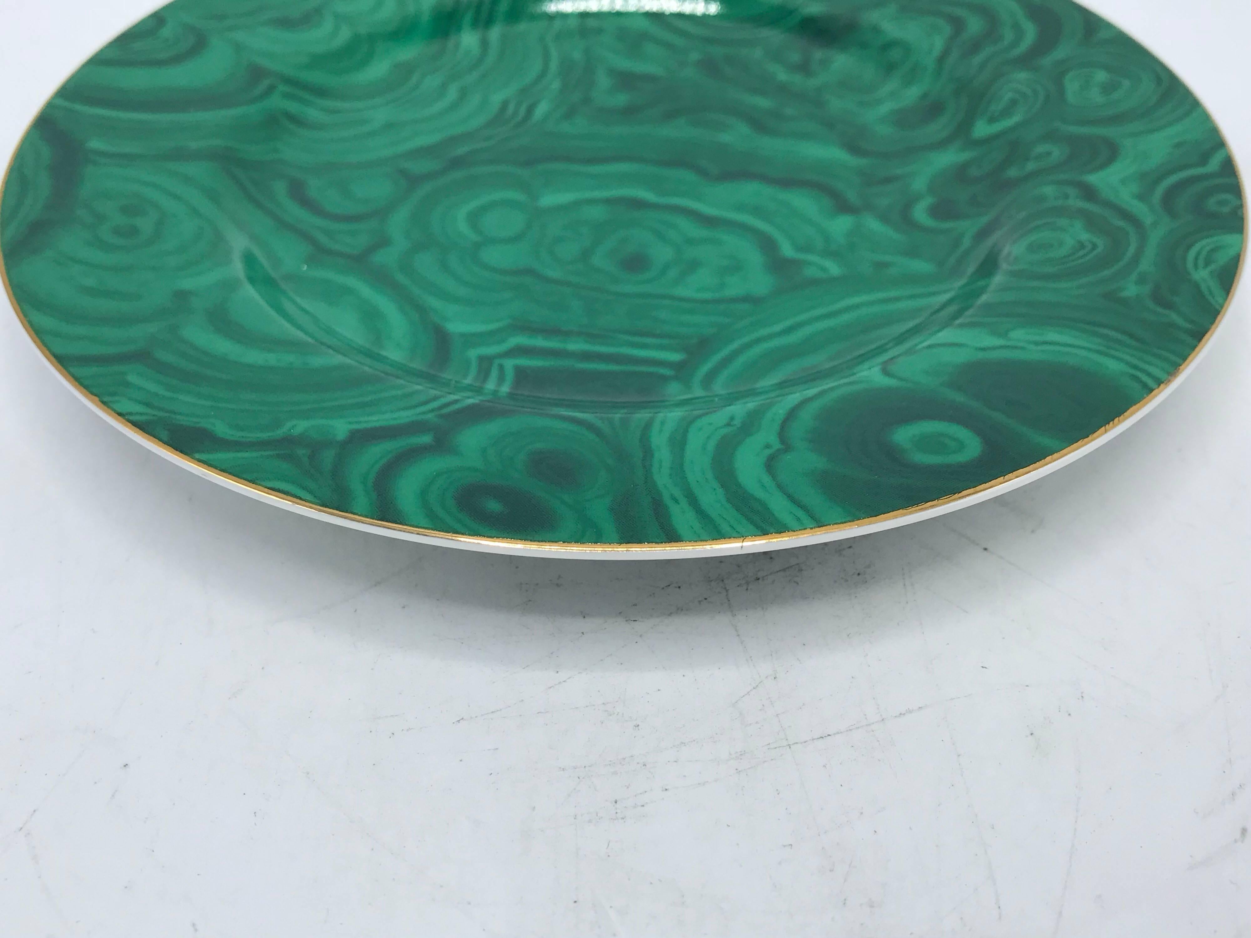 1980s Neiman Marcus Malachite Porcelain Dessert Plates, Set of Four In Good Condition In Richmond, VA