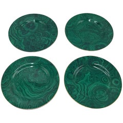 1980s Neiman Marcus Malachite Porcelain Dessert Plates, Set of Four