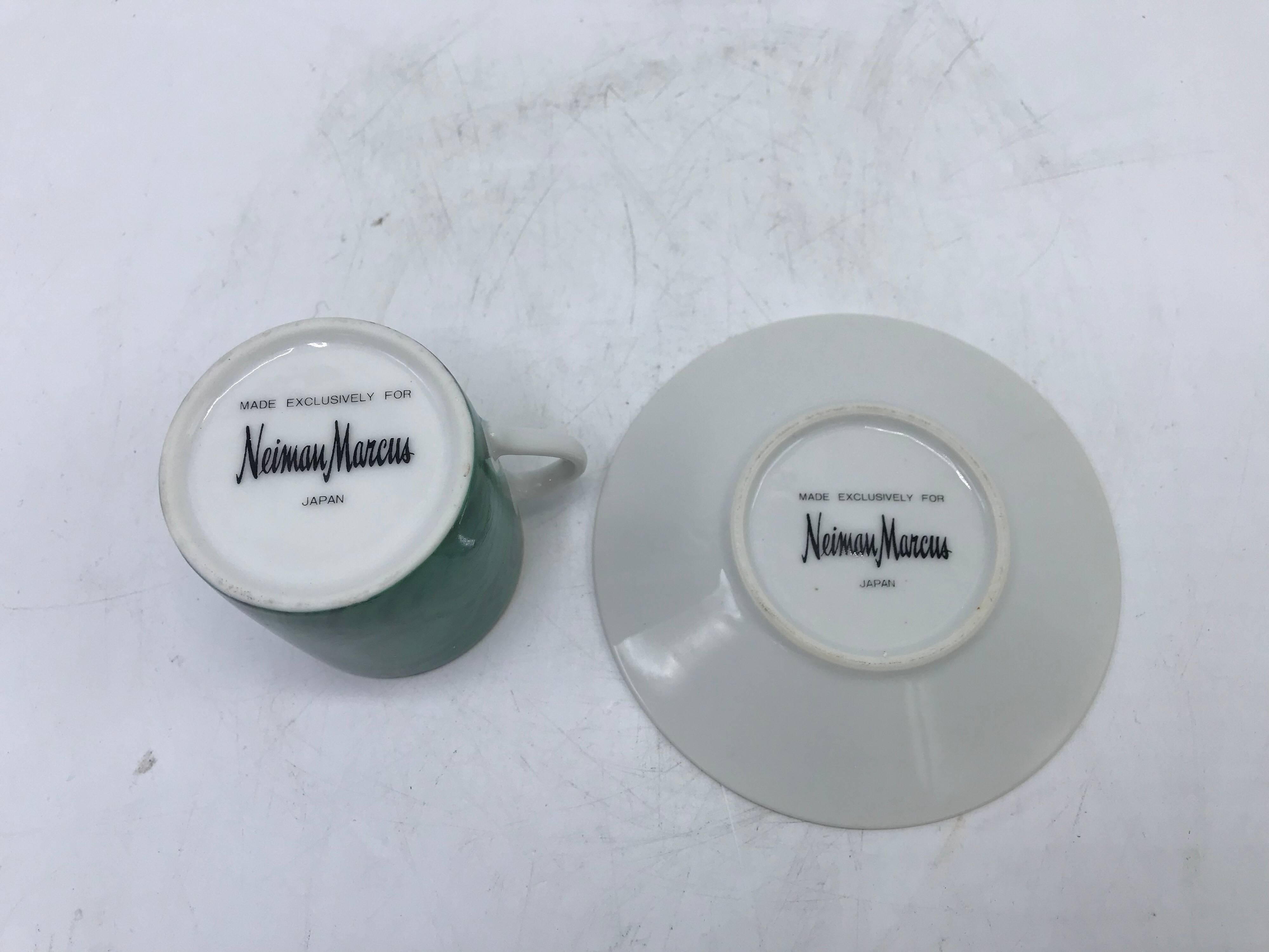 1980s Neiman Marcus Malachite Porcelain Teacups and Saucers, Set of Eight 2