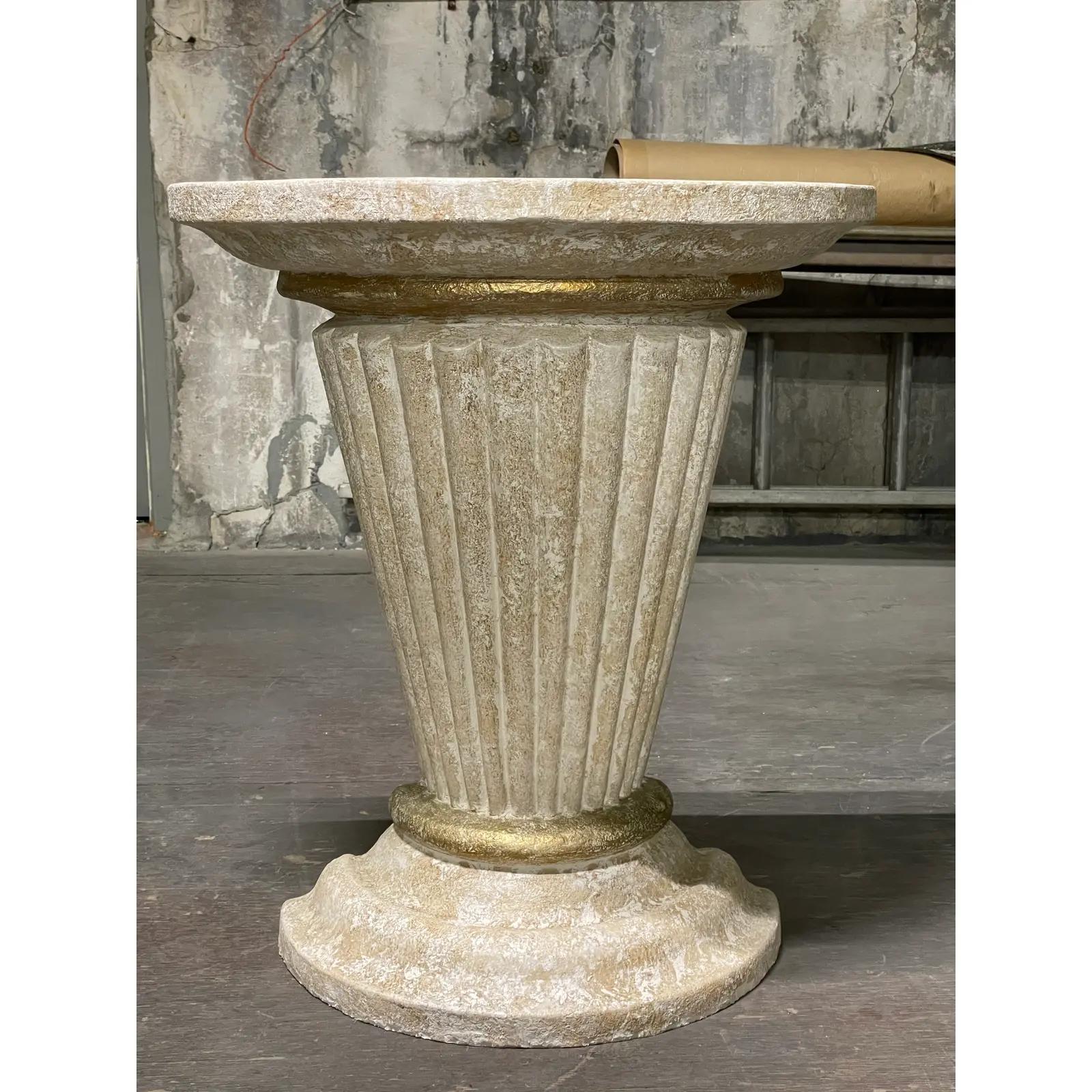 Large unique neoclassical plaster floor vase. Fluted tapered design with a textural finish.
Curbside to NYC/Philly $400