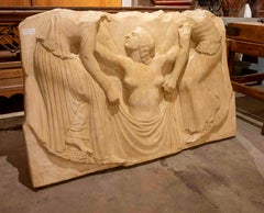 1980s Neoclassical Resin Relief with Allegorical Figures of a Woman Leaving