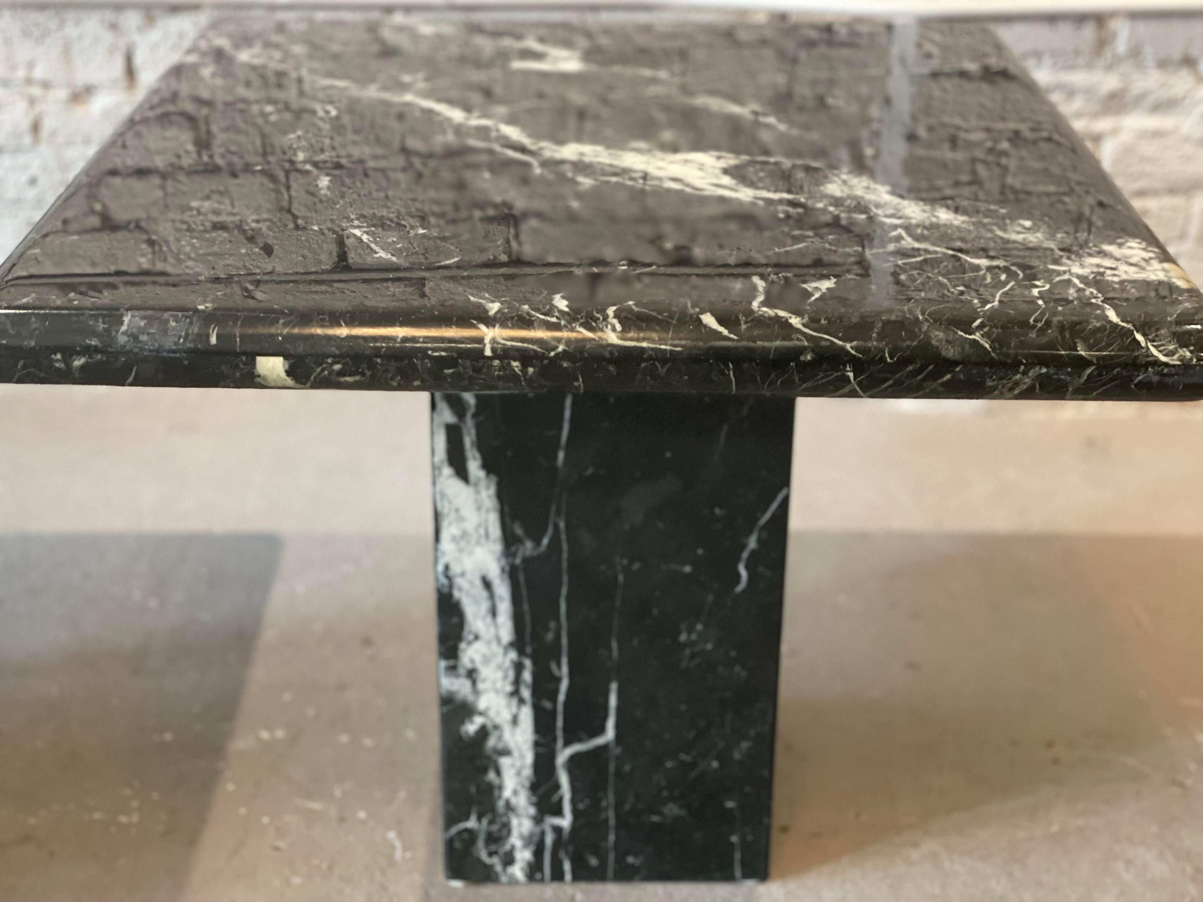1980s Nero Marquina Black Marble Postmodern Side Tables, a Pair For Sale 3