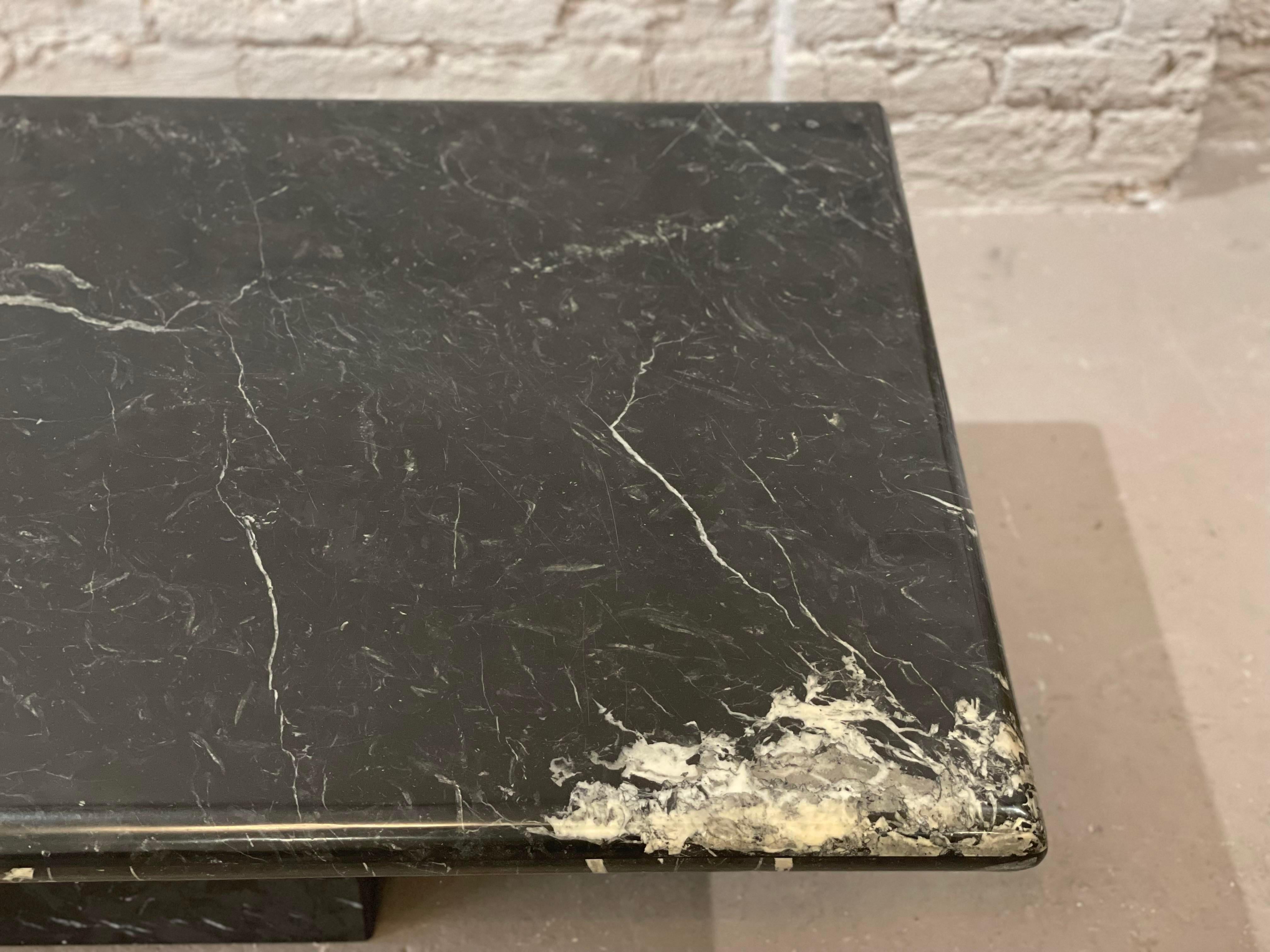 1980s Nero Marquina Postmodern Black Marble Coffee Table For Sale 4