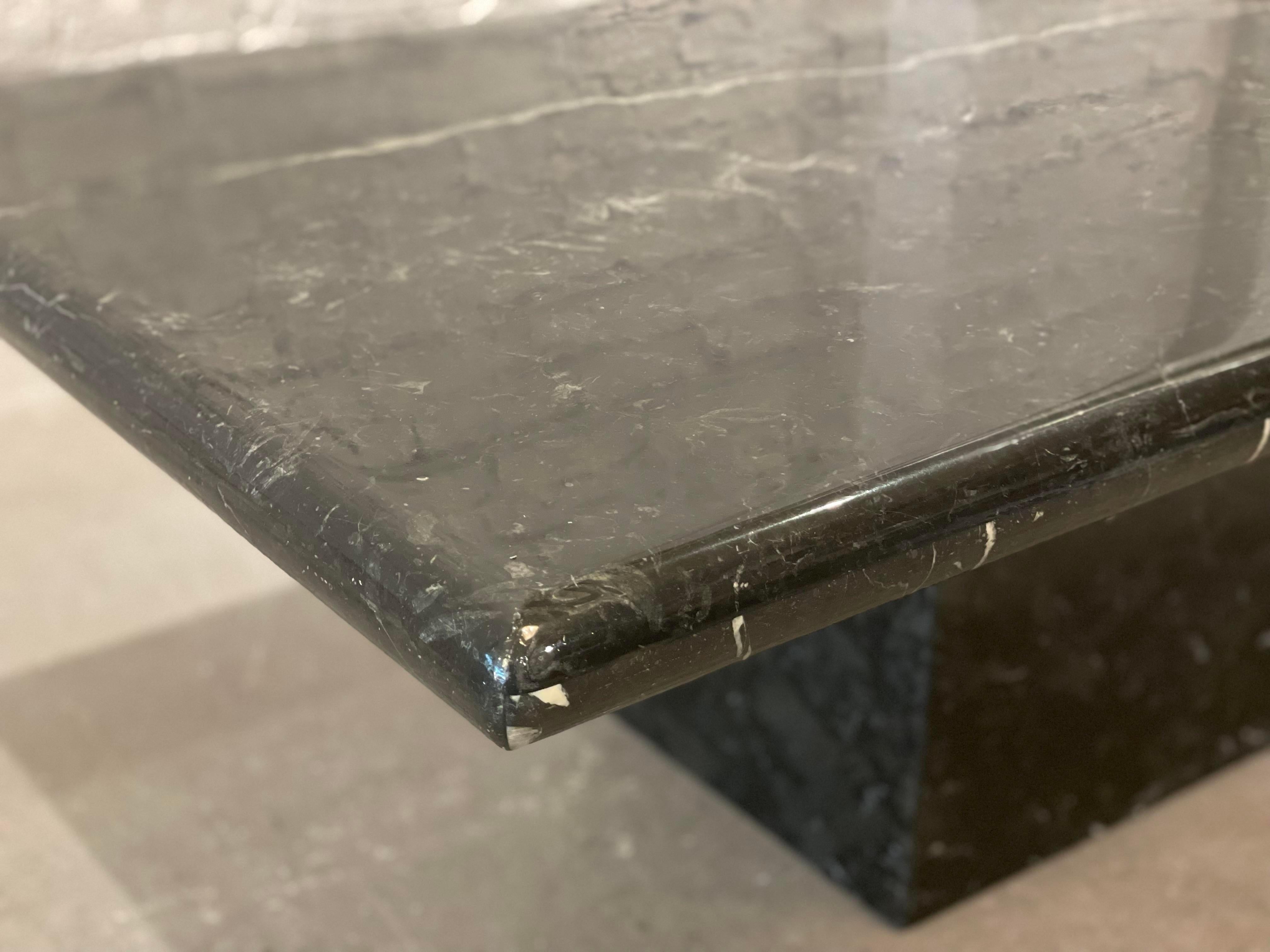 1980s Nero Marquina Postmodern Black Marble Coffee Table For Sale 2