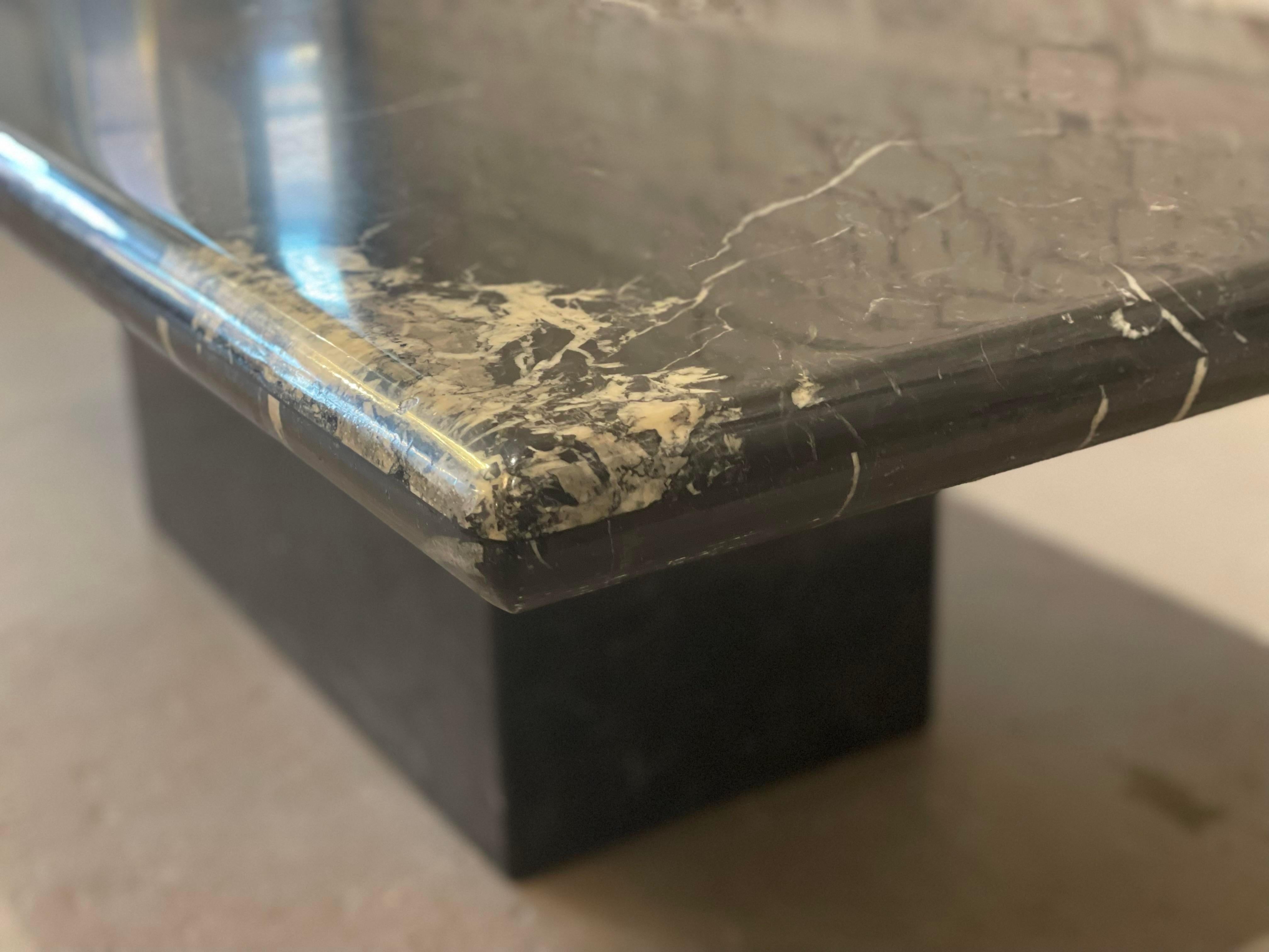 1980s Nero Marquina Postmodern Black Marble Coffee Table For Sale 3