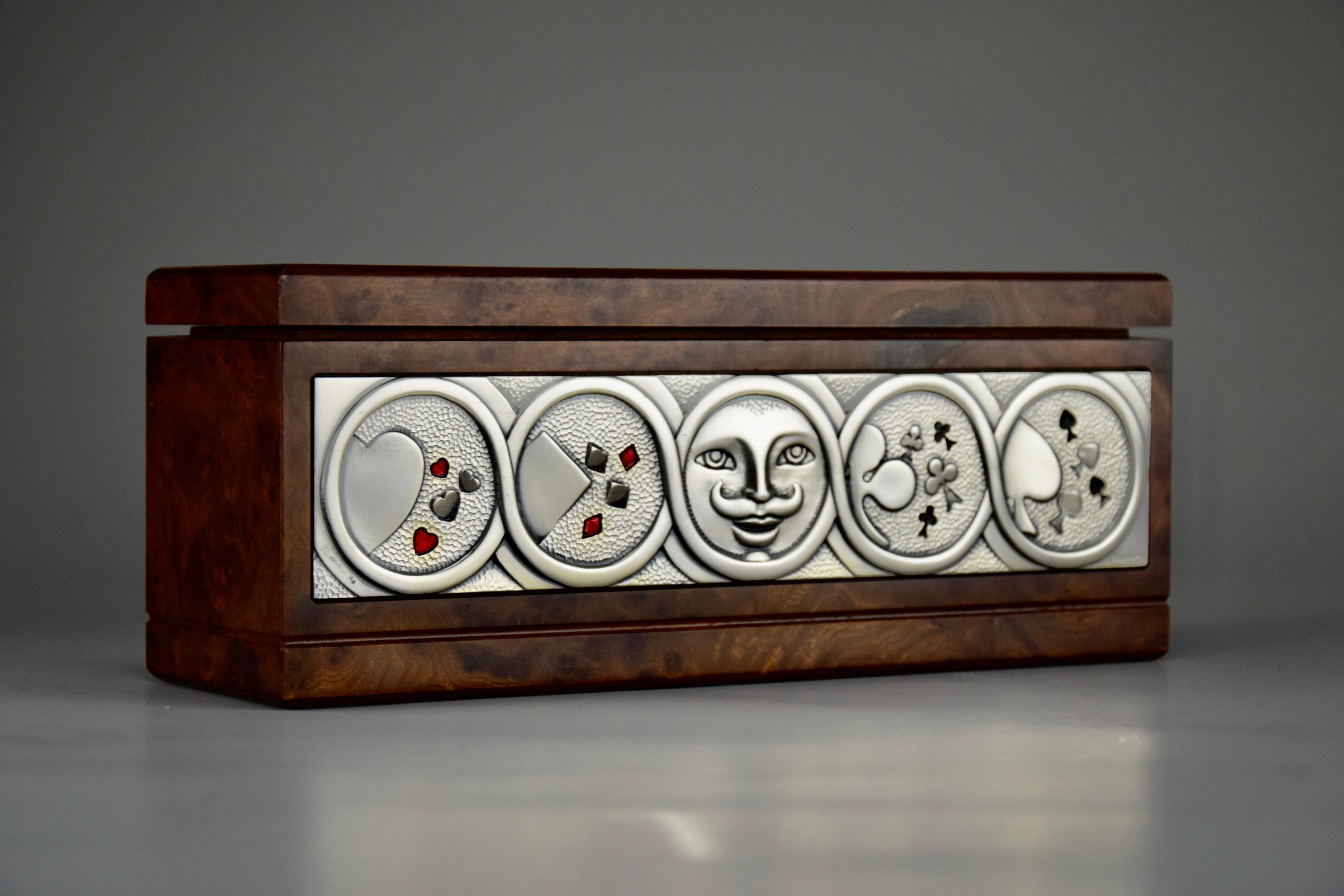 1980's New Old Stock Italienisch Ottaviani Studio Burl Walnuss Poker Set im Angebot 6