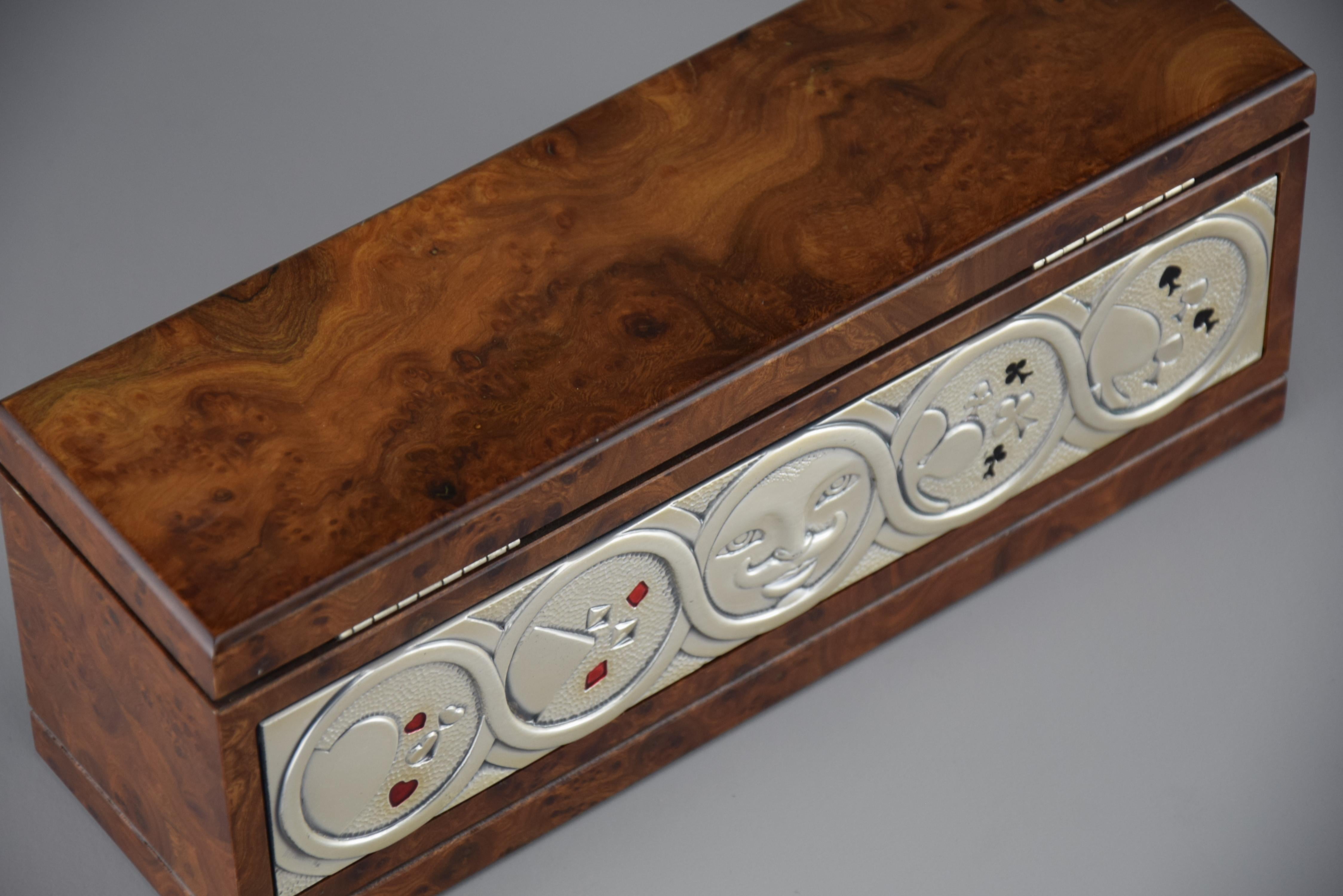 1980's New Old Stock Italienisch Ottaviani Studio Burl Walnuss Poker Set (Moderne der Mitte des Jahrhunderts) im Angebot
