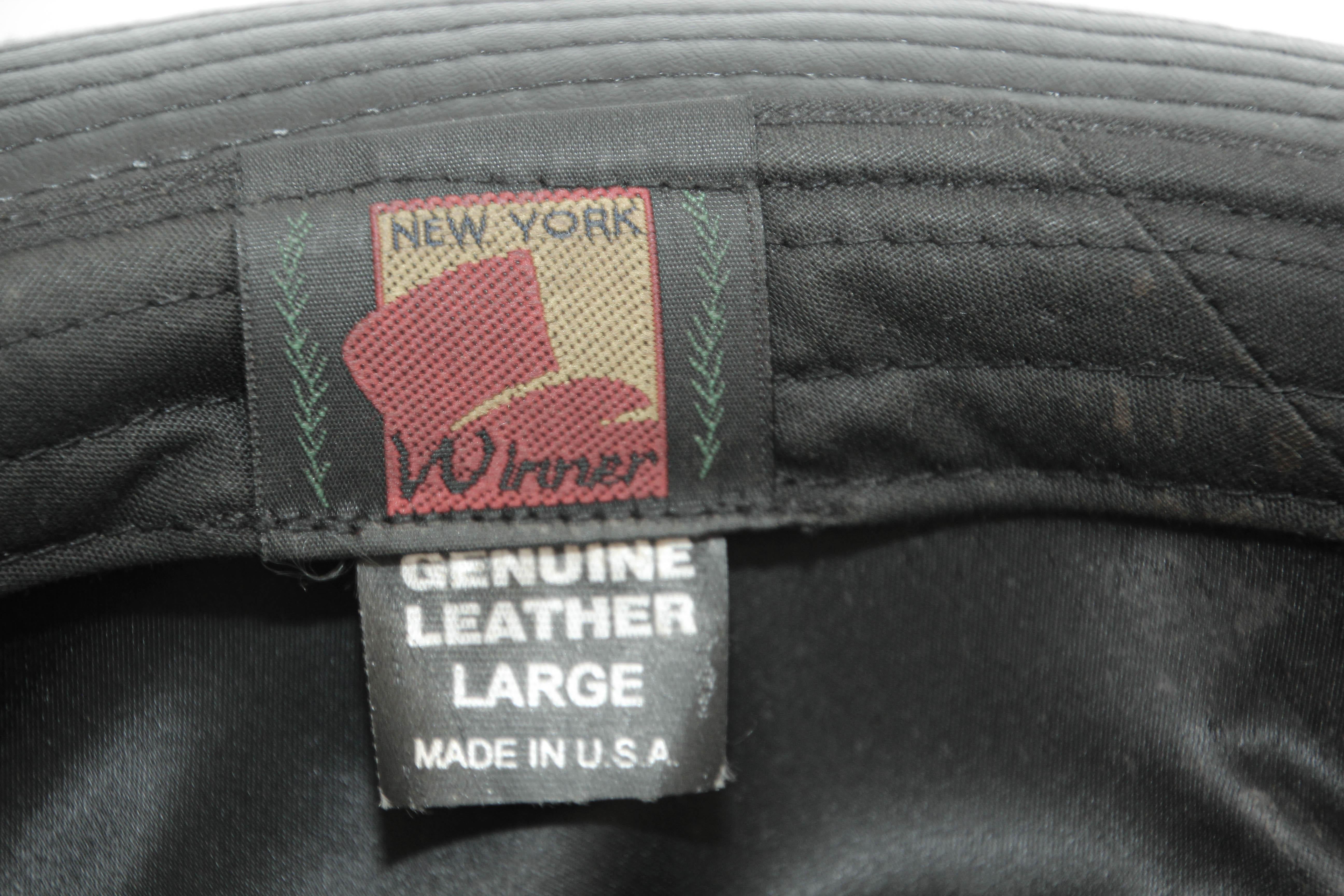 1980's New York Winner Lambskin Leather Fedora Hat For Sale 8