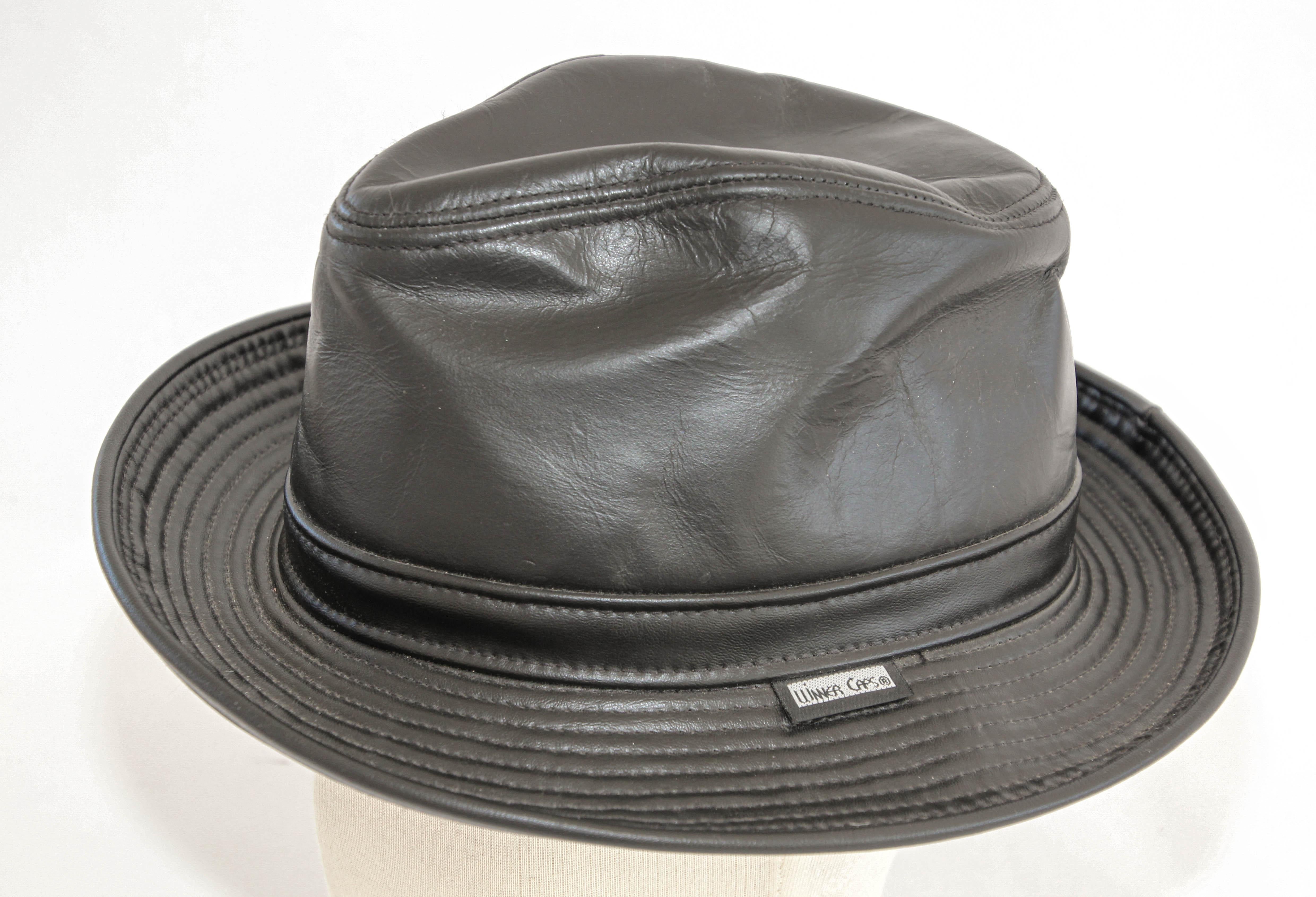 Women's or Men's 1980's New York Winner Lambskin Leather Fedora Hat For Sale