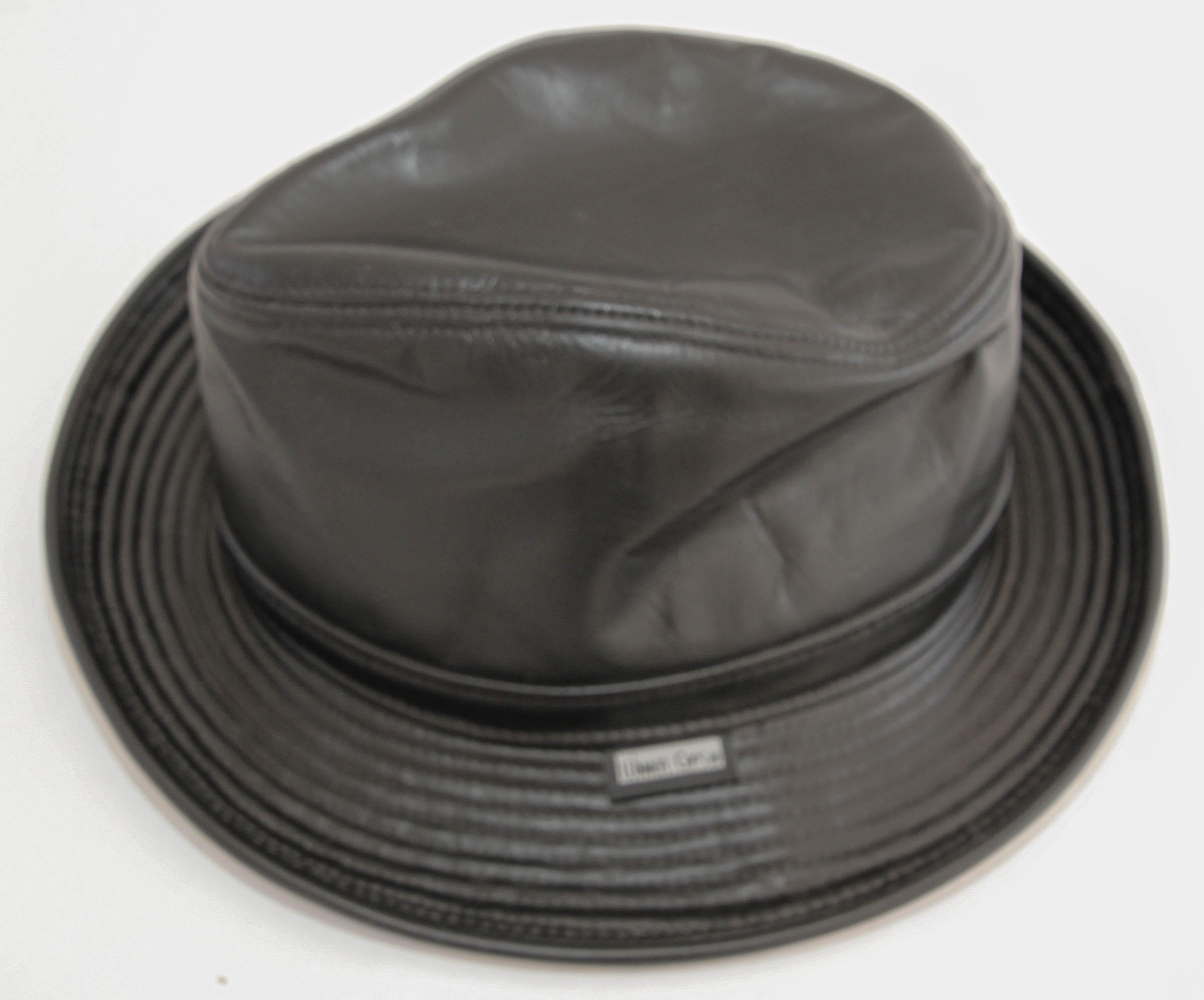 1980's New York Winner Lambskin Leather Fedora Hat For Sale 5