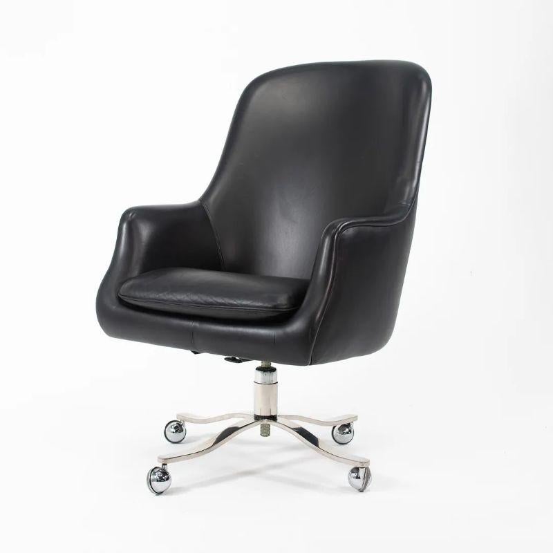 Late 20th Century 1980s Nicos Zographos Alpha Bucket Executive Chair in Leather w/ Steel Base For Sale