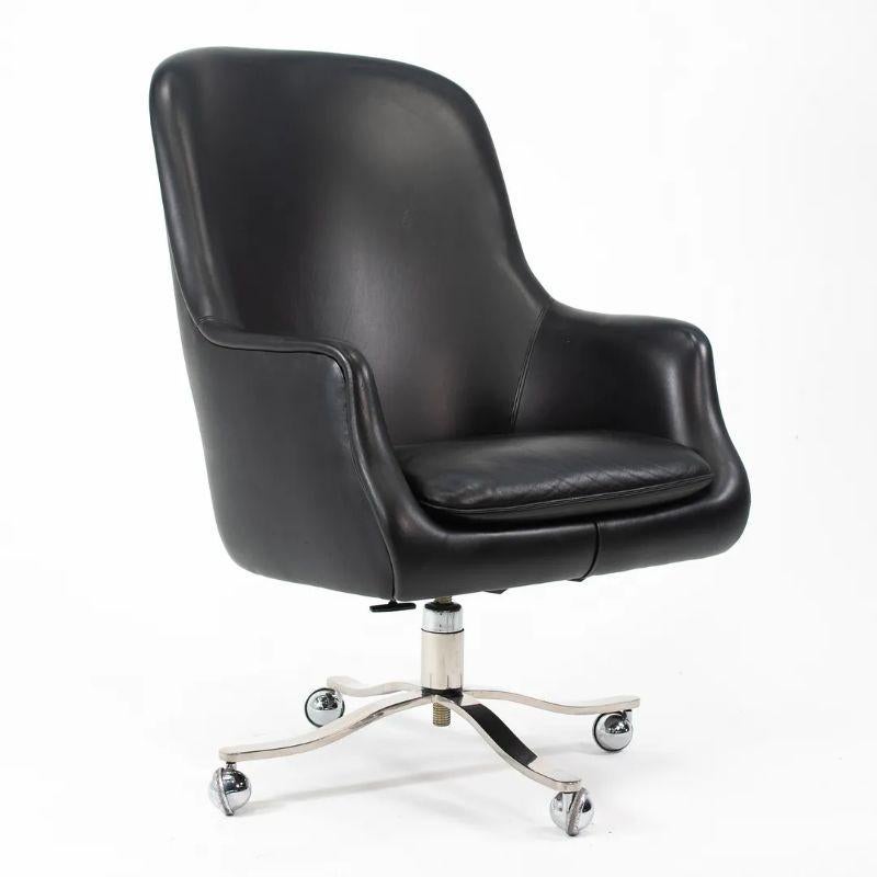 1980s Nicos Zographos Alpha Bucket Executive Chair in Leather w/ Steel Base For Sale 1