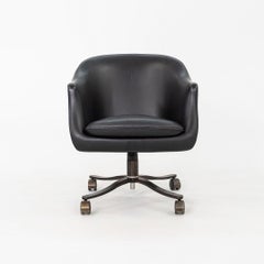 Chaises de bureau Nicos Zographos Alpha des années 1980 en cuir noir et bronze foncé