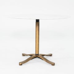 1980s Nicos Zographos Alpha Dining Table in Solid Bronze with White Marble Top