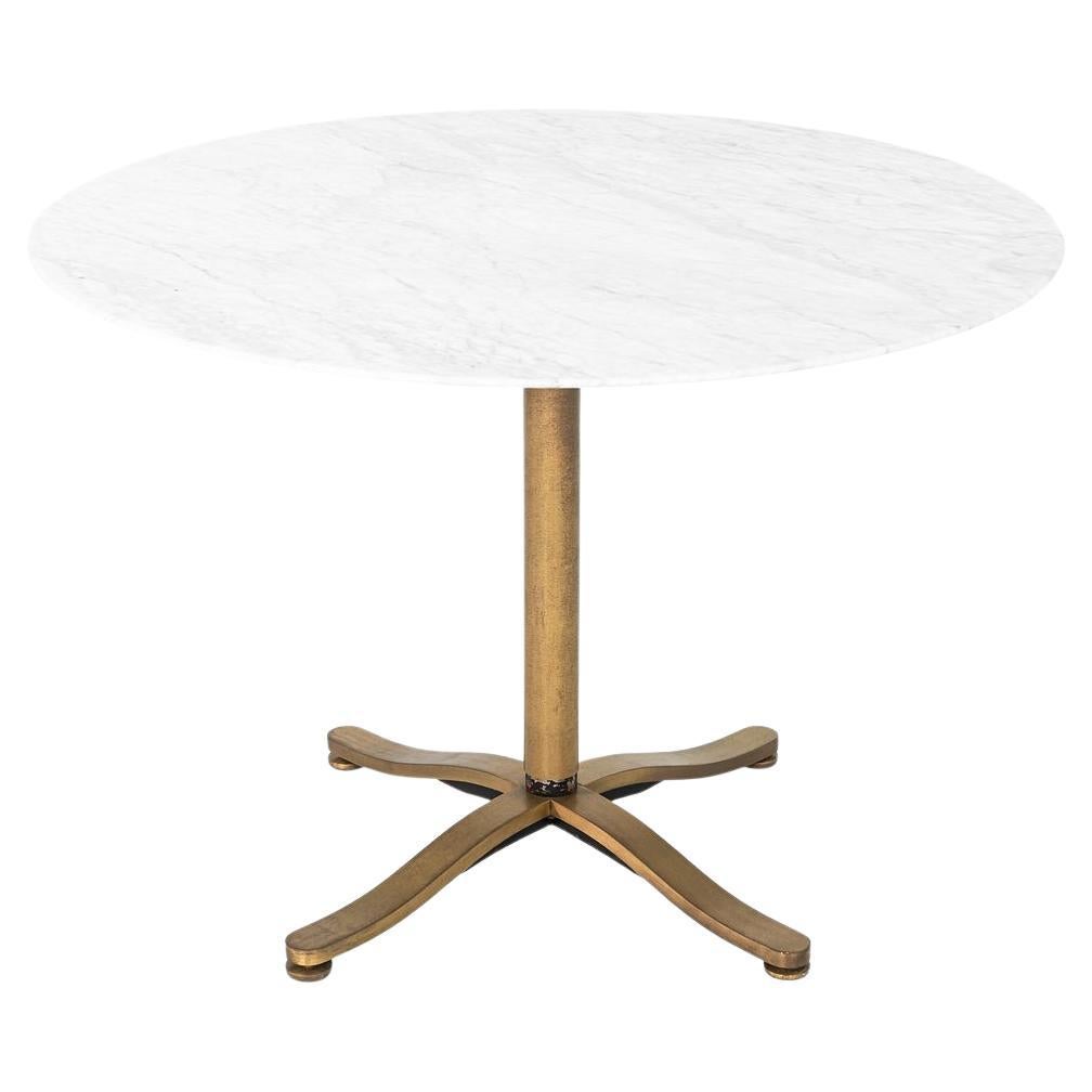 1980s Nicos Zographos Alpha Dining Table in Solid Bronze with White Marble Top For Sale