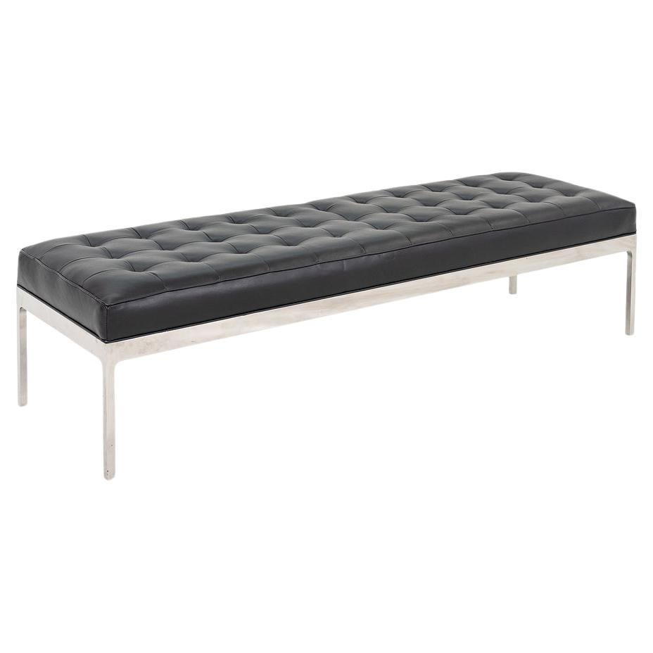 Banc Nicos Zographos BE.3 des années 1980 en cuir noir refait à neuf