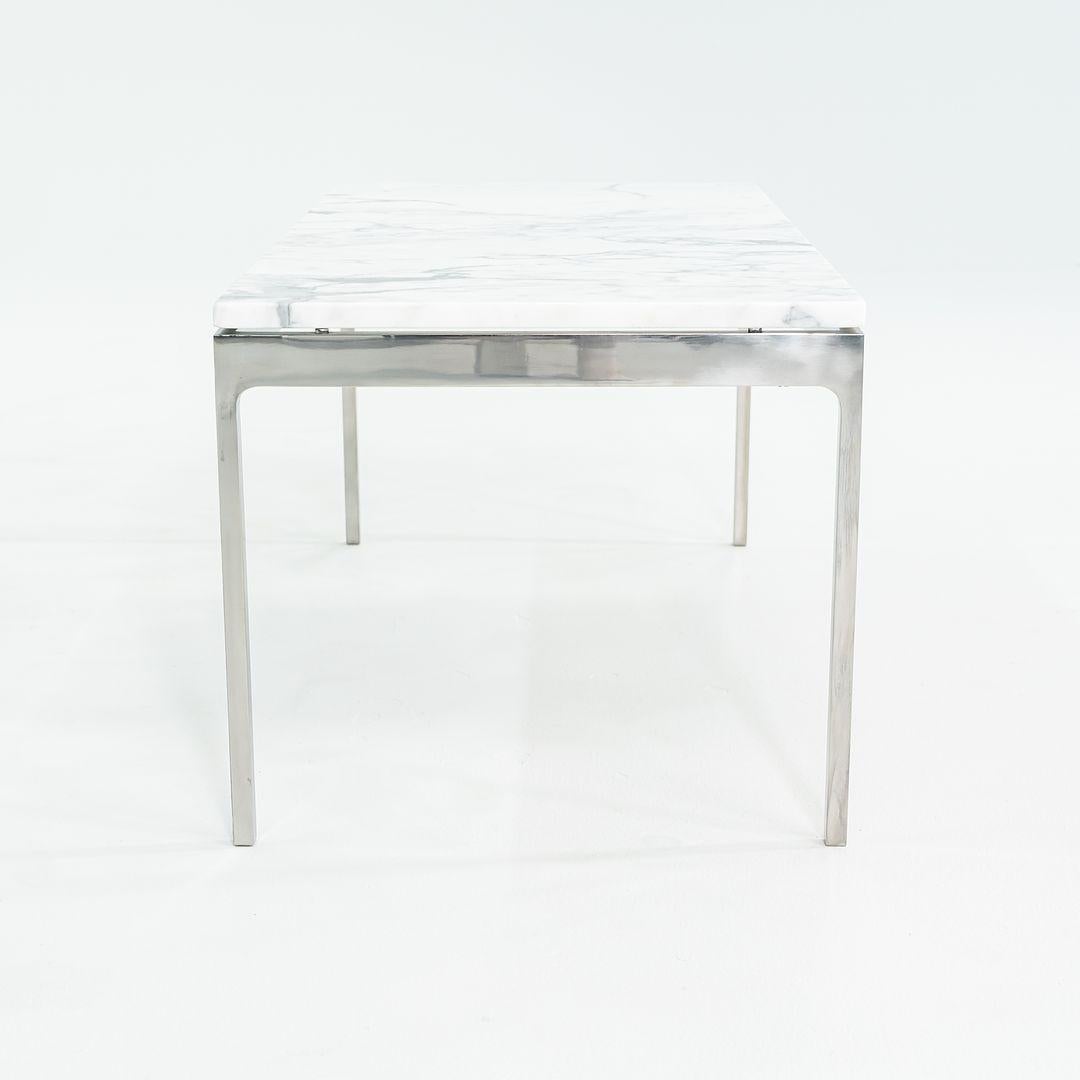 Table basse Nicos Zographos des années 1980 en acier inoxydable avec plateau en marbre en vente 3