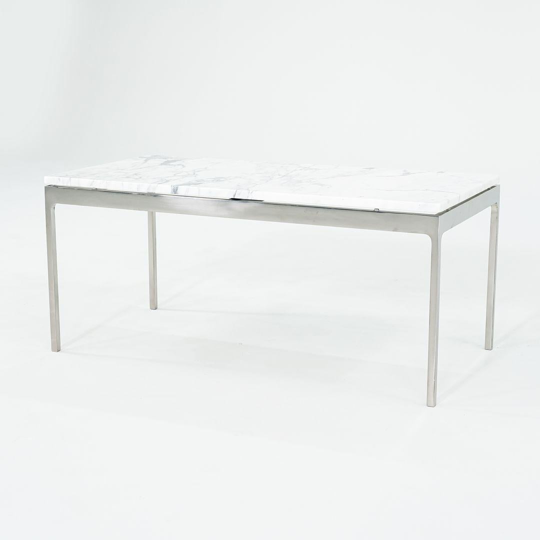 Table basse Nicos Zographos des années 1980 en acier inoxydable avec plateau en marbre en vente 4