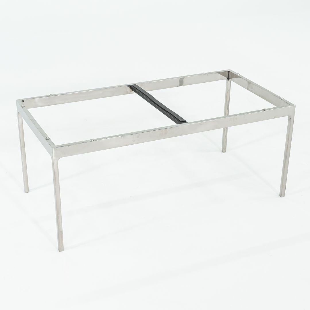 Acier Table basse Nicos Zographos des années 1980 en acier inoxydable avec plateau en marbre en vente