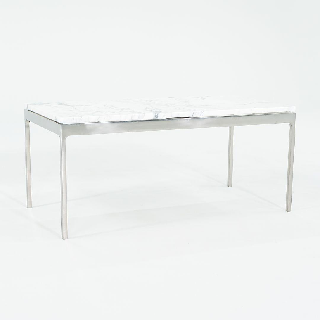 Table basse Nicos Zographos des années 1980 en acier inoxydable avec plateau en marbre en vente 1
