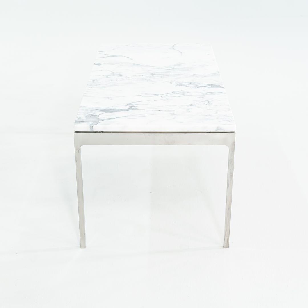 Table basse Nicos Zographos des années 1980 en acier inoxydable avec plateau en marbre en vente 2