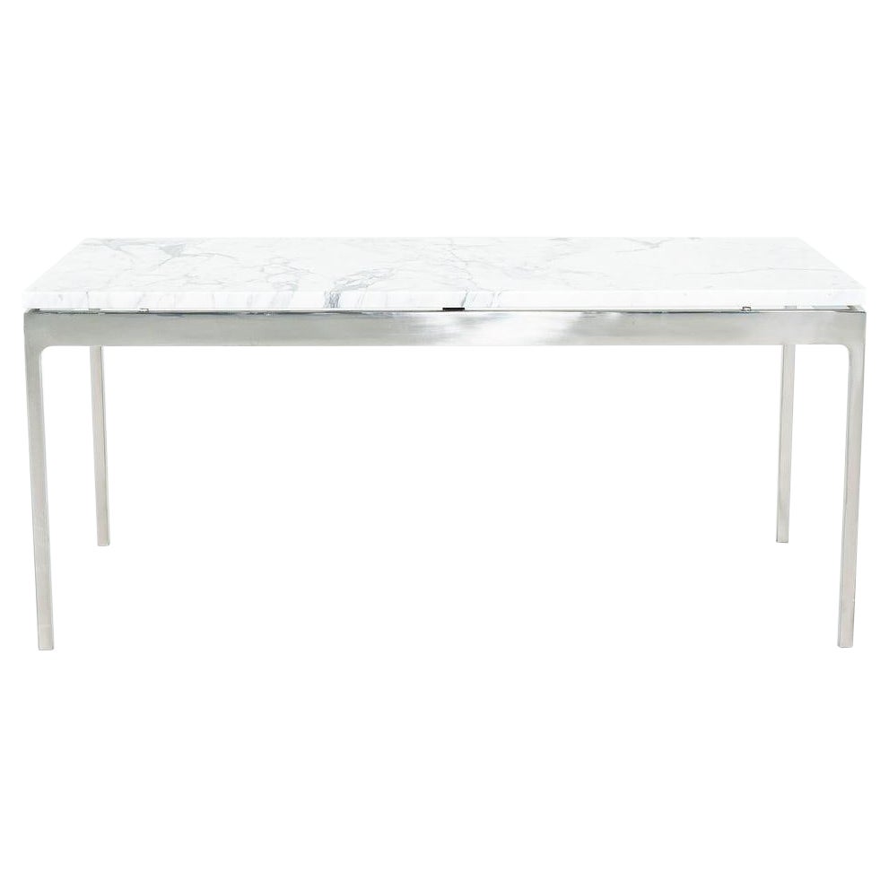 1980s Nicos Zographos Coffee Table in Stainless Steel with Marble Top