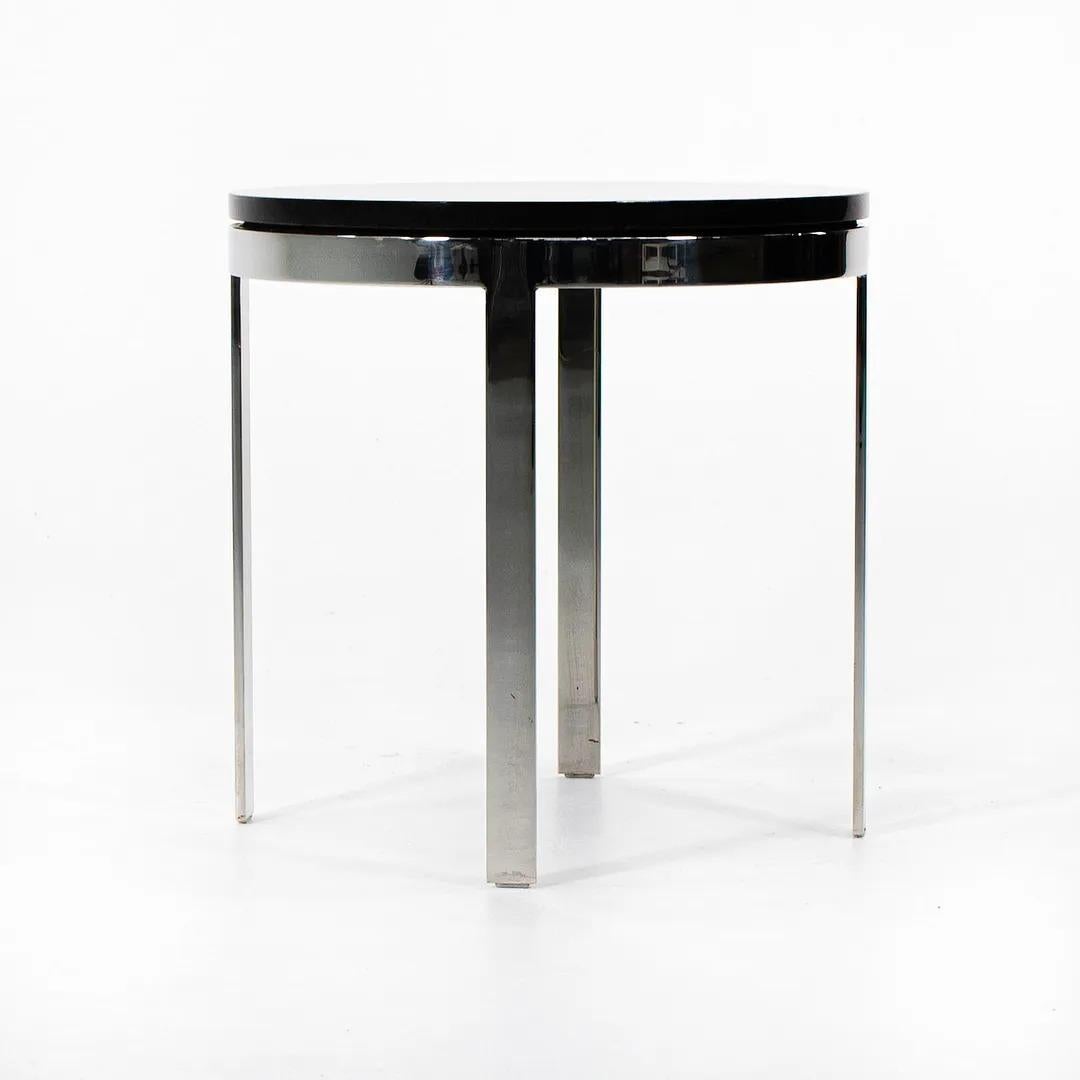 American 1980s Nicos Zographos Side Table in Polished Stainless Steel w/ Black Marble Top For Sale