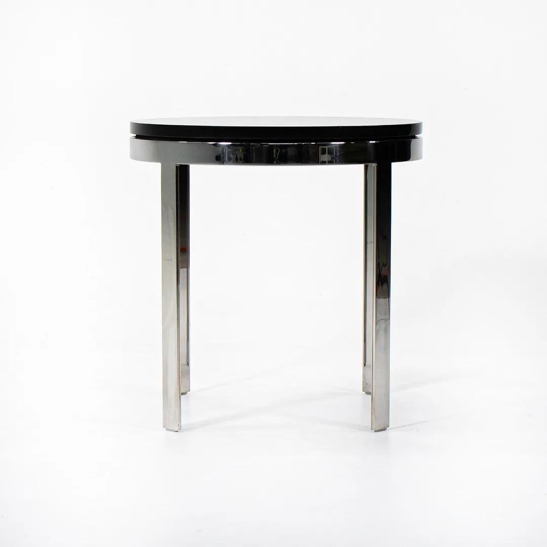 1980s Nicos Zographos Side Table in Polished Stainless Steel w/ Black Marble Top In Good Condition For Sale In Philadelphia, PA