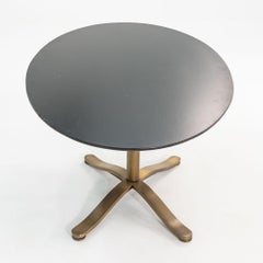 1980s Nicos Zographos Solid Bronze Oval Alpha Dining Table w/ Ebonized Wood Top