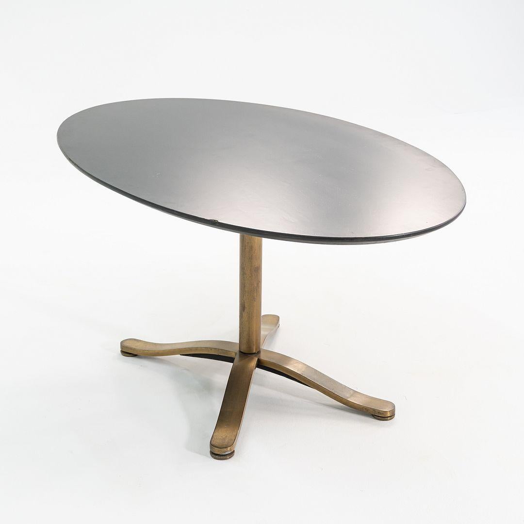 Modern 1980s Nicos Zographos Solid Bronze Oval Alpha Dining Table w/ Ebonized Wood Top For Sale