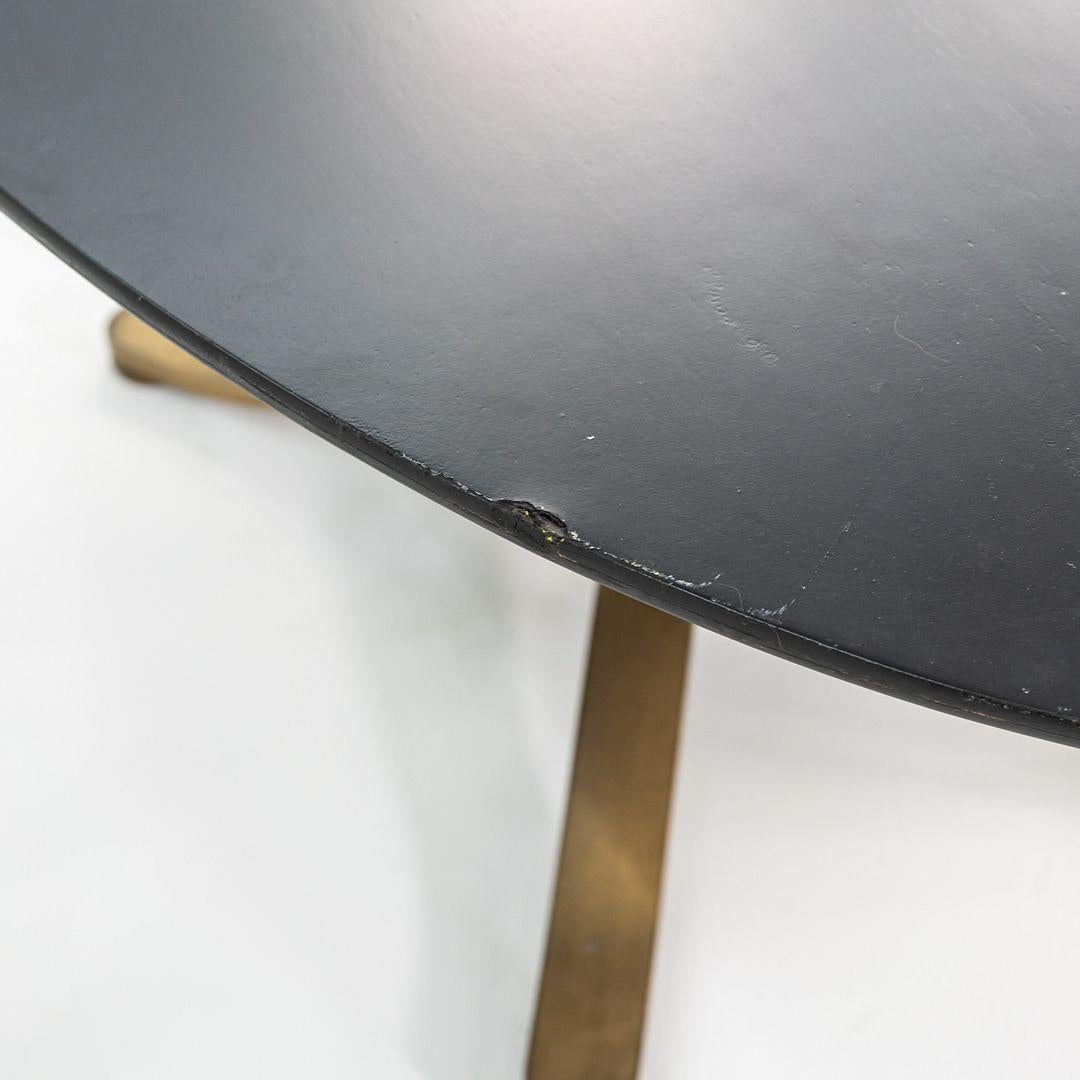 1980s Nicos Zographos Solid Bronze Oval Alpha Dining Table w/ Ebonized Wood Top In Good Condition For Sale In Philadelphia, PA